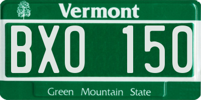 VT license plate BXO150