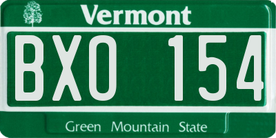 VT license plate BXO154