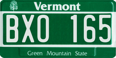 VT license plate BXO165