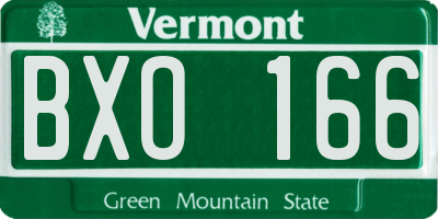 VT license plate BXO166