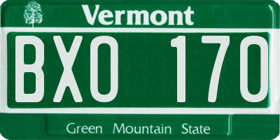 VT license plate BXO170