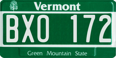VT license plate BXO172