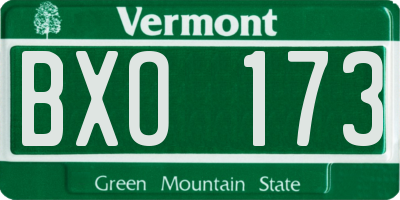 VT license plate BXO173