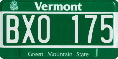 VT license plate BXO175