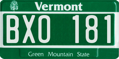 VT license plate BXO181