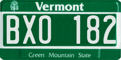 VT license plate BXO182