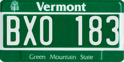 VT license plate BXO183
