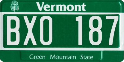 VT license plate BXO187