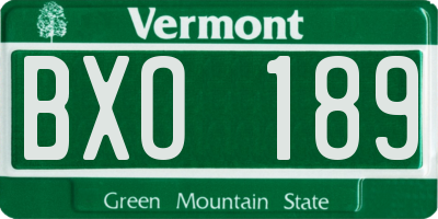 VT license plate BXO189