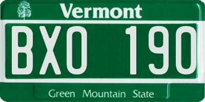 VT license plate BXO190
