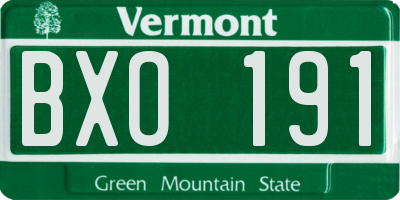VT license plate BXO191