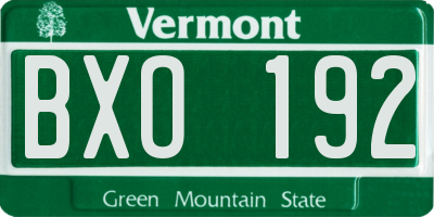 VT license plate BXO192