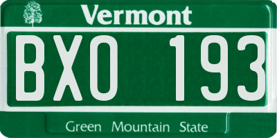 VT license plate BXO193