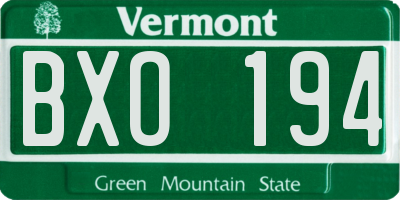 VT license plate BXO194