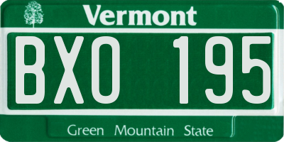 VT license plate BXO195