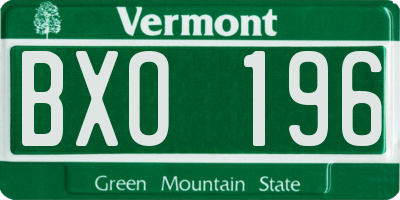 VT license plate BXO196