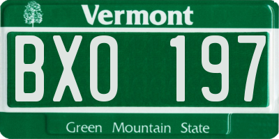 VT license plate BXO197