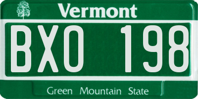 VT license plate BXO198