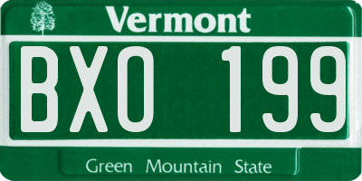 VT license plate BXO199
