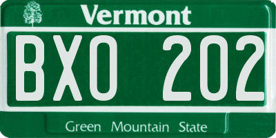 VT license plate BXO202