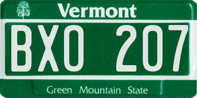 VT license plate BXO207