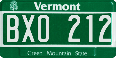 VT license plate BXO212