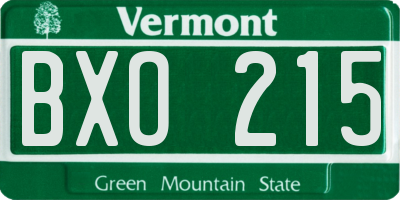 VT license plate BXO215