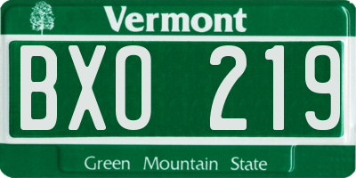 VT license plate BXO219