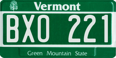VT license plate BXO221
