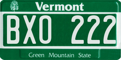 VT license plate BXO222