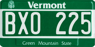 VT license plate BXO225
