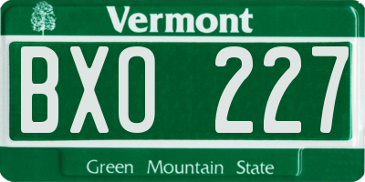 VT license plate BXO227
