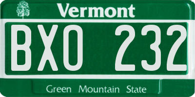 VT license plate BXO232