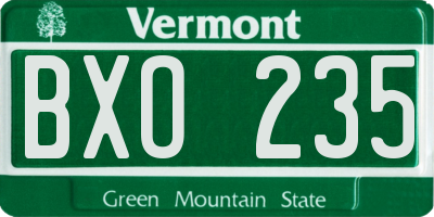 VT license plate BXO235