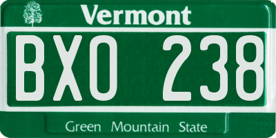 VT license plate BXO238