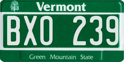 VT license plate BXO239