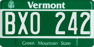 VT license plate BXO242