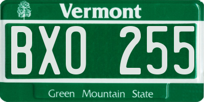 VT license plate BXO255