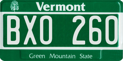 VT license plate BXO260