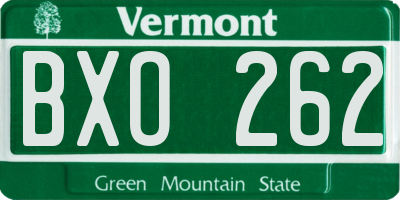 VT license plate BXO262