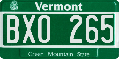 VT license plate BXO265