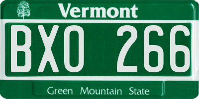VT license plate BXO266