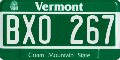 VT license plate BXO267