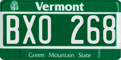 VT license plate BXO268