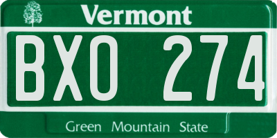 VT license plate BXO274