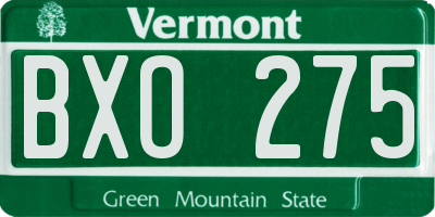 VT license plate BXO275