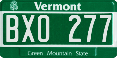 VT license plate BXO277