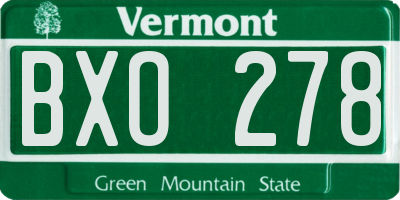 VT license plate BXO278