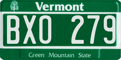 VT license plate BXO279