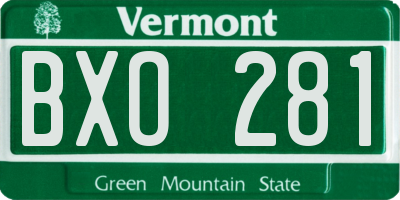VT license plate BXO281